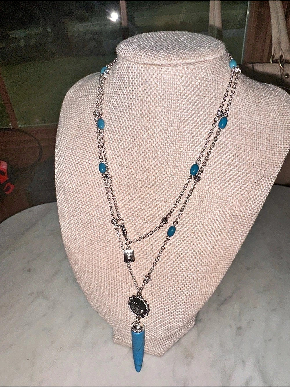 NWT Chaps Semi-Precious Accents 34 Inch Horn Pendant Necklace